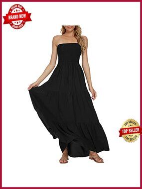 Women's Strapless Tube Top Maxi Dress Boho Beach Long Dress Rayon Summer